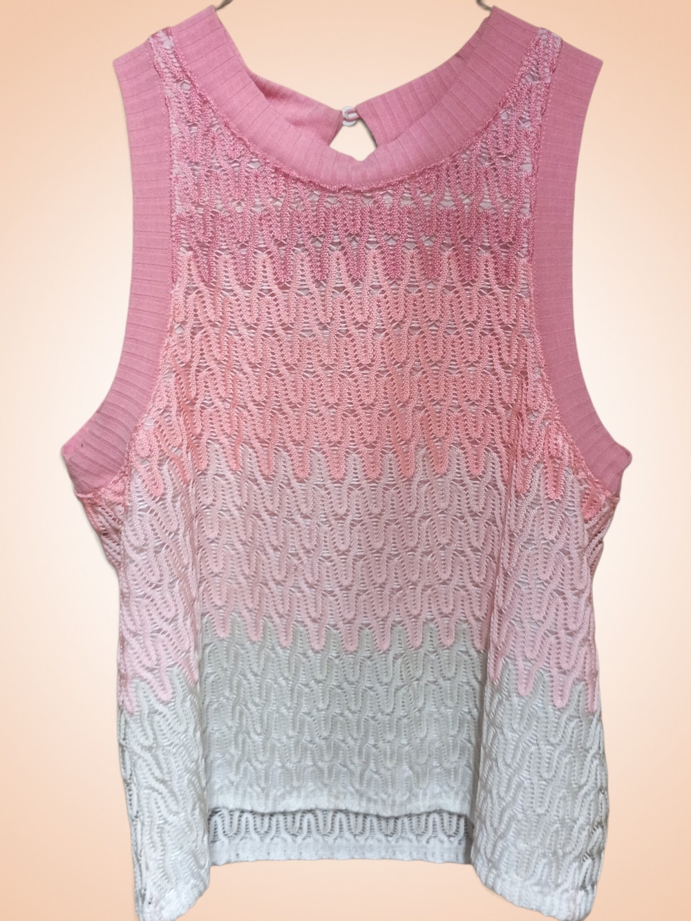 Anthropologie Pink-to-White Knit Ombre Sleeveless Tank Size Small